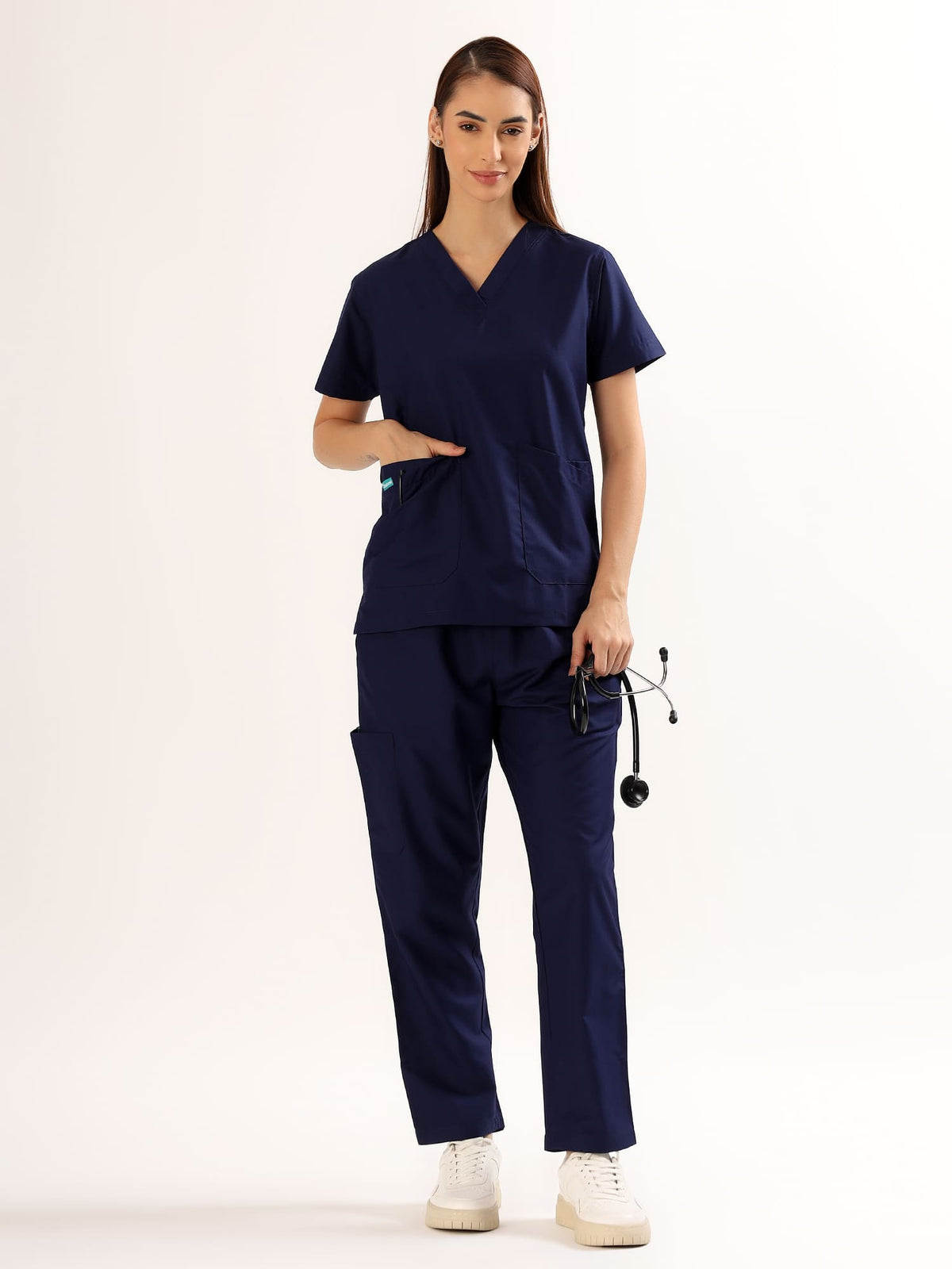 Buy Balomel Midnight Navy Women’s Scrub Suit – Comfortable Medical Uniform for Doctors and Nurses