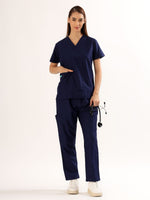 Buy Balomel Midnight Navy Women’s Scrub Suit – Comfortable Medical Uniform for Doctors and Nurses
