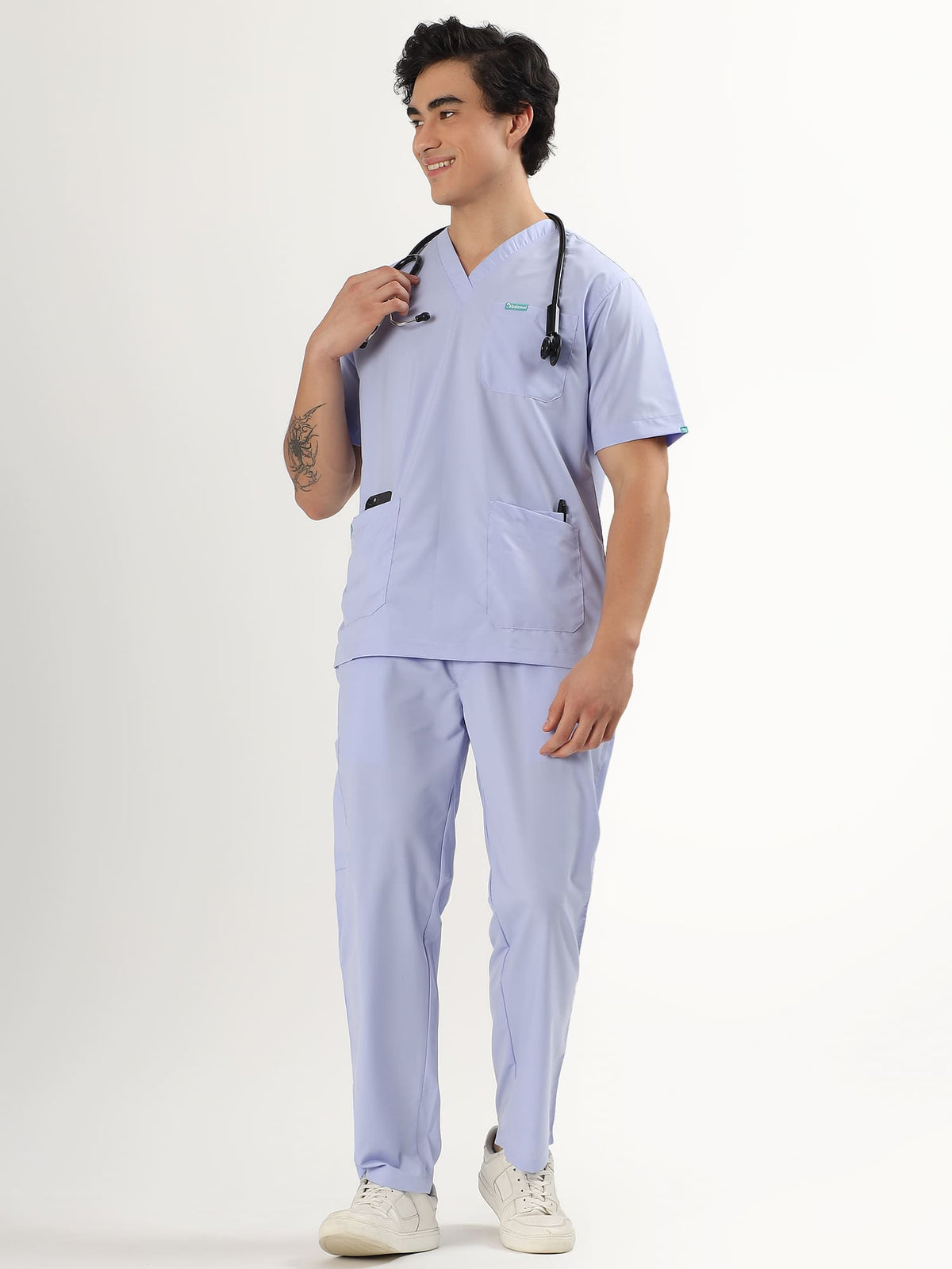 Lavender Mist Men’s V-Neck Scrub Suit | Ultra Soft, 10 Pockets