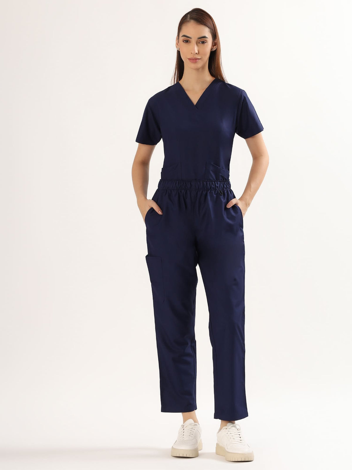 Buy Balomel Midnight Navy Women’s Scrub Suit – Comfortable Medical Uniform for Doctors and Nurses