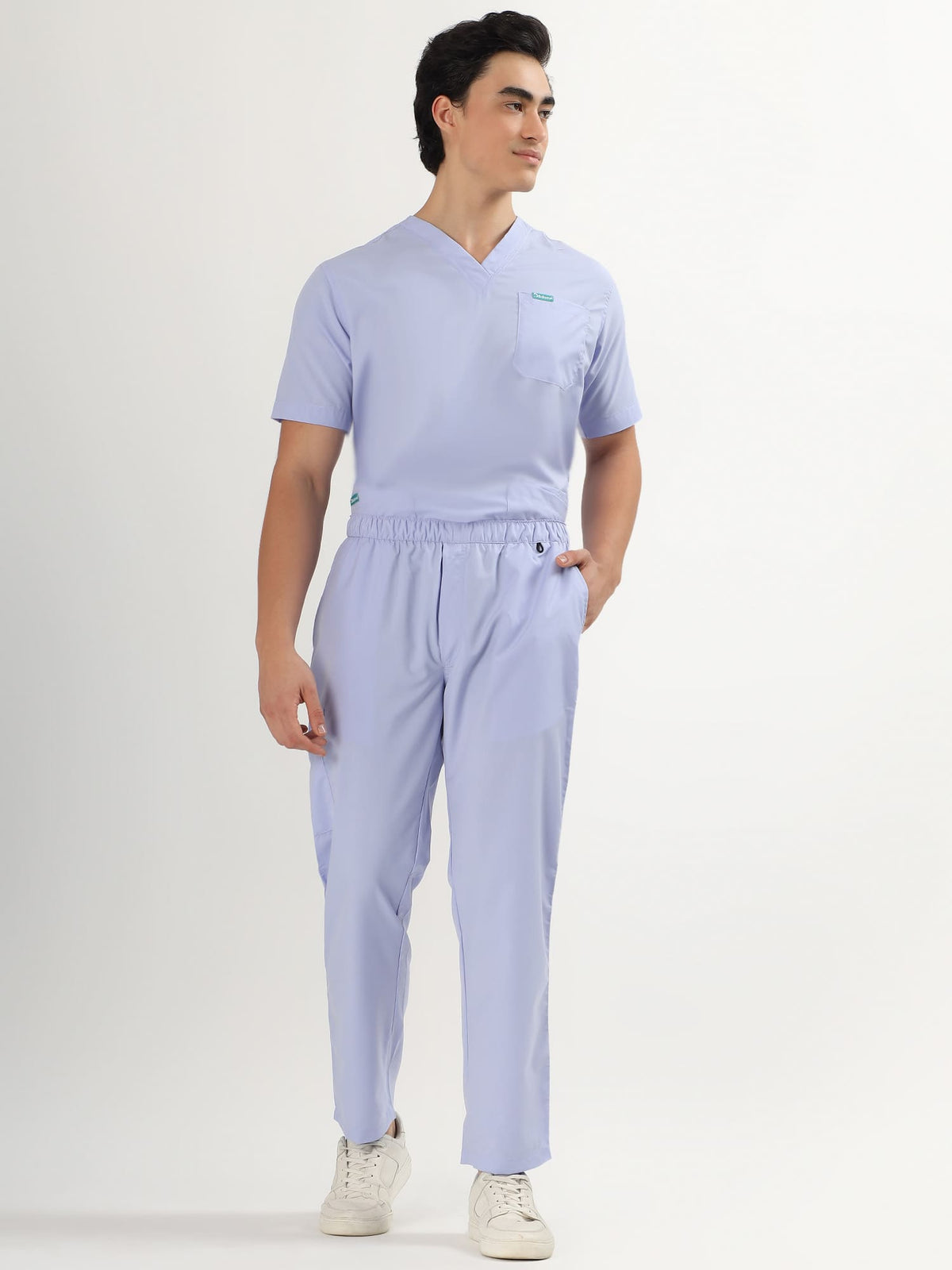 Lavender Mist Men’s V-Neck Scrub Suit | Ultra Soft, 10 Pockets