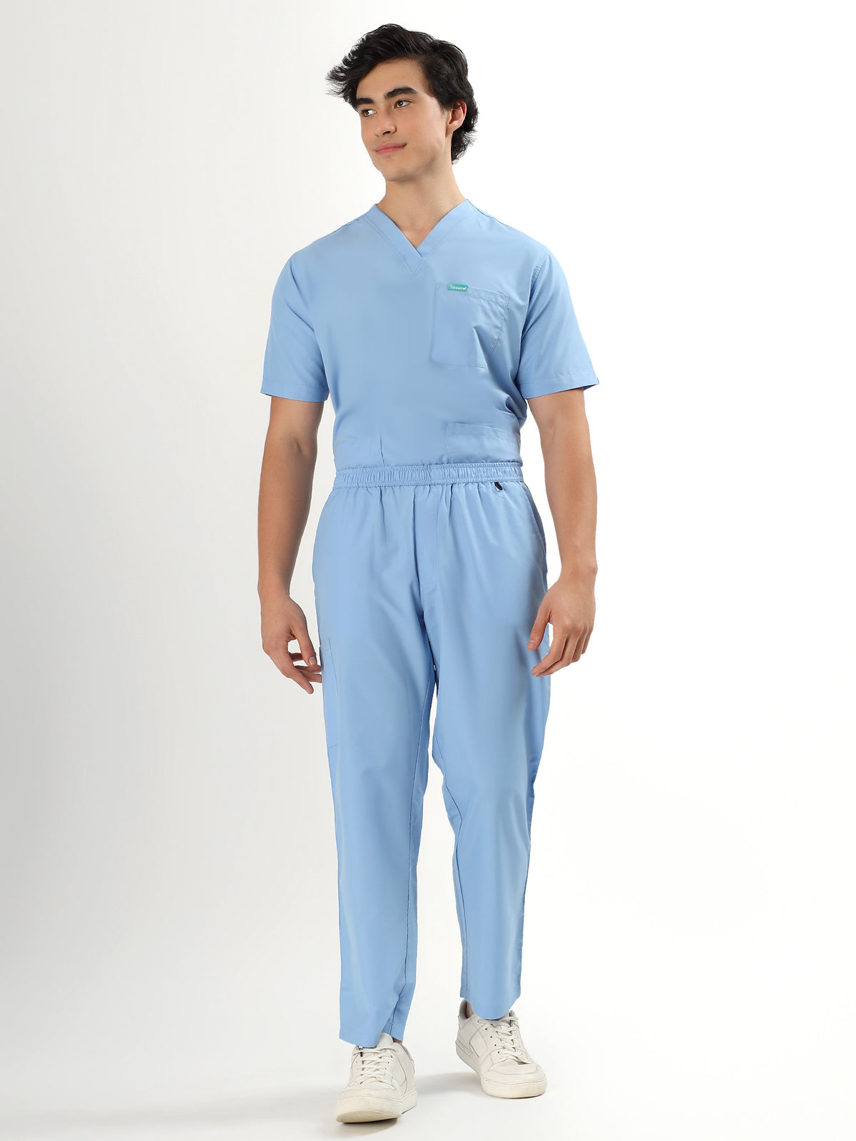 Sky Breeze Blue Men’s V-Neck Scrub Suit | Ultra Soft, 10 Pockets