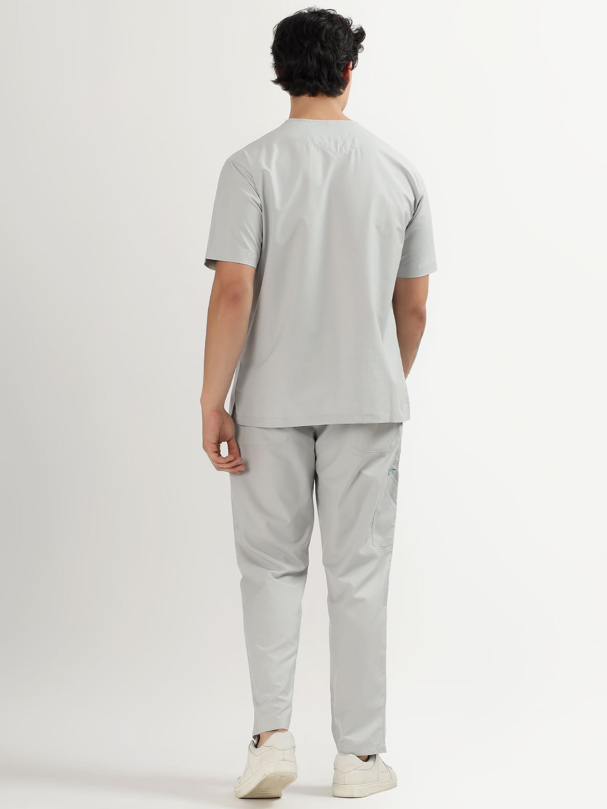 Cloud Grey Men’s V-Neck Scrub Suit | Ultra Soft, 10 Pockets