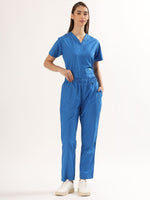 Cobalt Blue Women’s V-Neck Scrub Suit | Ultra Soft, 9 Pockets