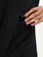Jet Black Men’s V-Neck Scrub Suit | Ultra Soft, 10 Pockets