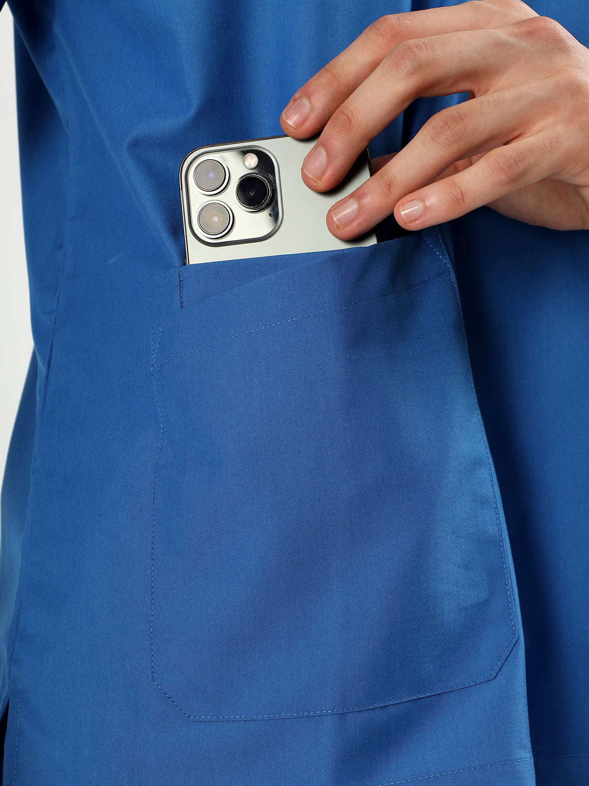 Cobalt Blue Men’s V-Neck Scrub Suit | Ultra Soft, 10 Pockets