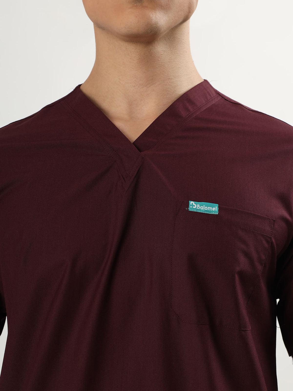 Wine Maroon Men’s V-Neck Scrub Suit | Ultra Soft, 10 Pockets