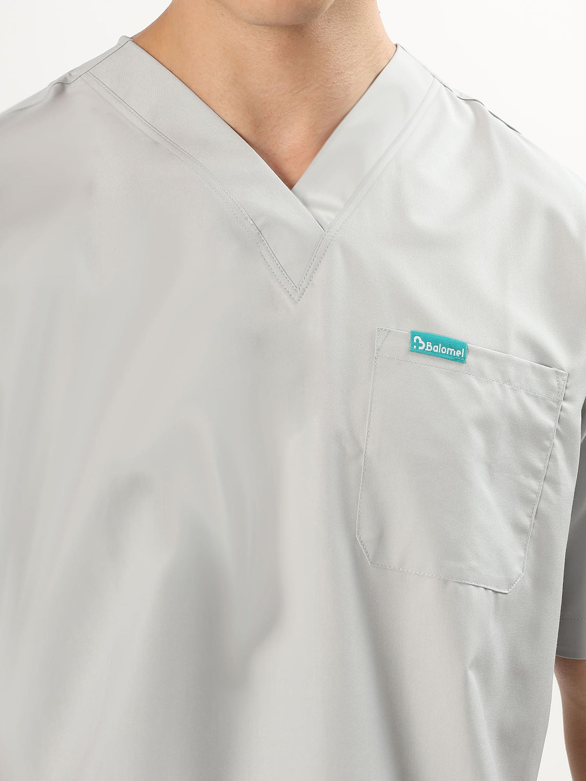 Cloud Grey Men’s V-Neck Scrub Suit | Ultra Soft, 10 Pockets