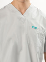Cloud Grey Men’s V-Neck Scrub Suit | Ultra Soft, 10 Pockets