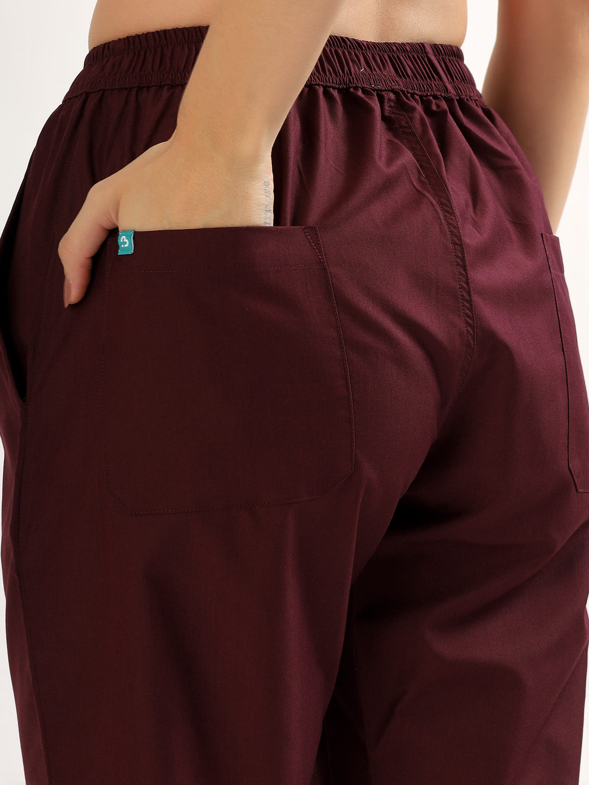Wine Maroon Women’s V-Neck Scrub Suit | Ultra Soft, 9 Pockets
