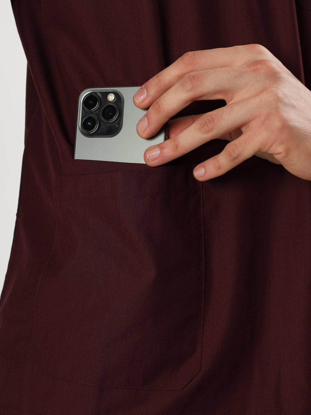 Wine Maroon Men’s V-Neck Scrub Suit | Ultra Soft, 10 Pockets