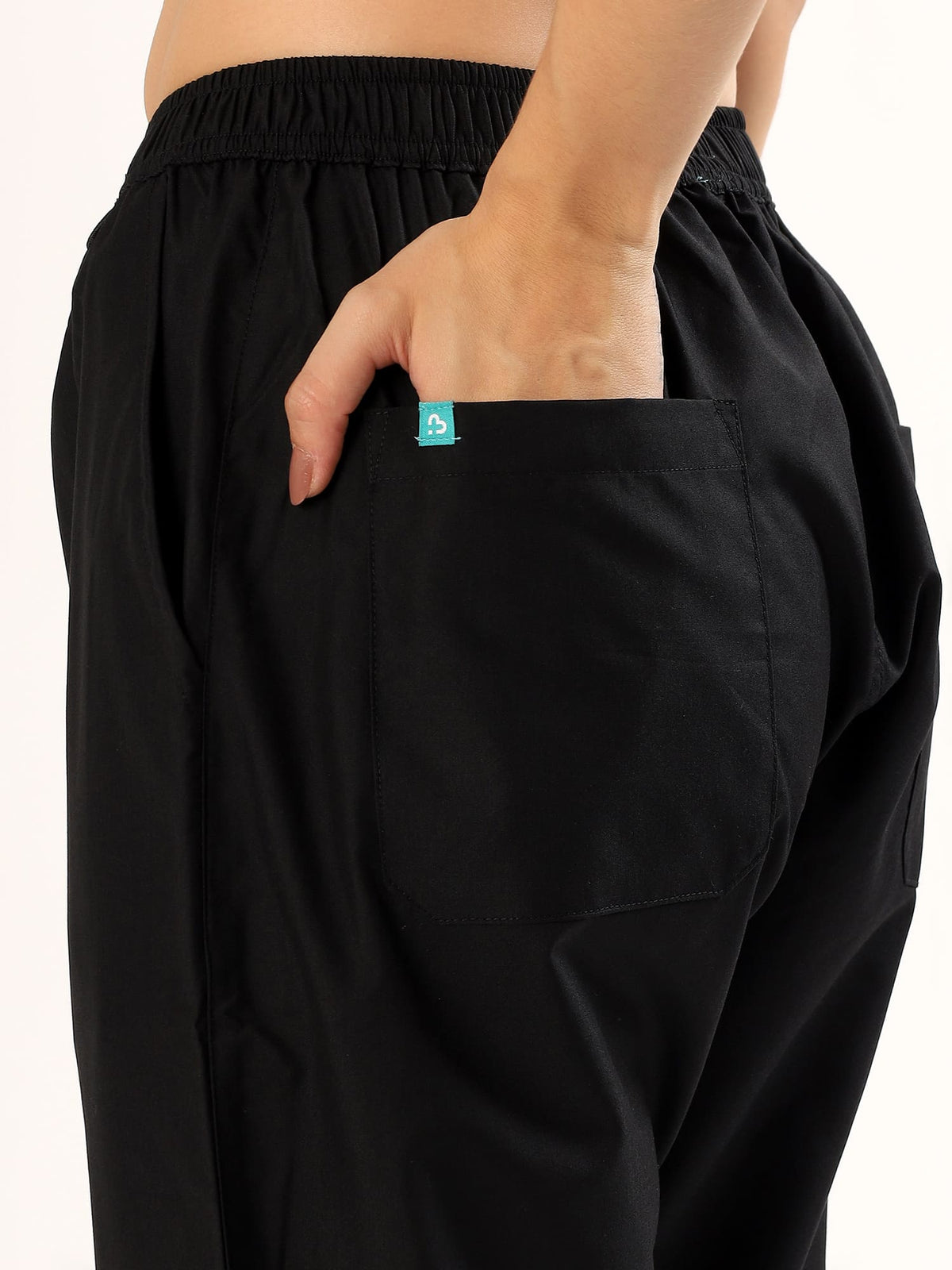 Jet Black Women’s V-Neck Scrub Suit | Ultra Soft, 9 Pockets