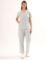 Cloud Grey Women’s V-Neck Scrub Suit | Ultra Soft, 9 Pockets