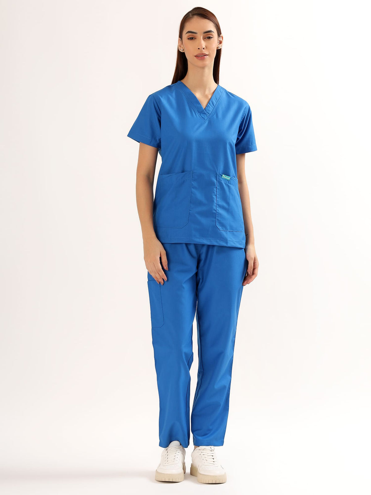 Cobalt Blue Women’s V-Neck Scrub Suit | Ultra Soft, 9 Pockets