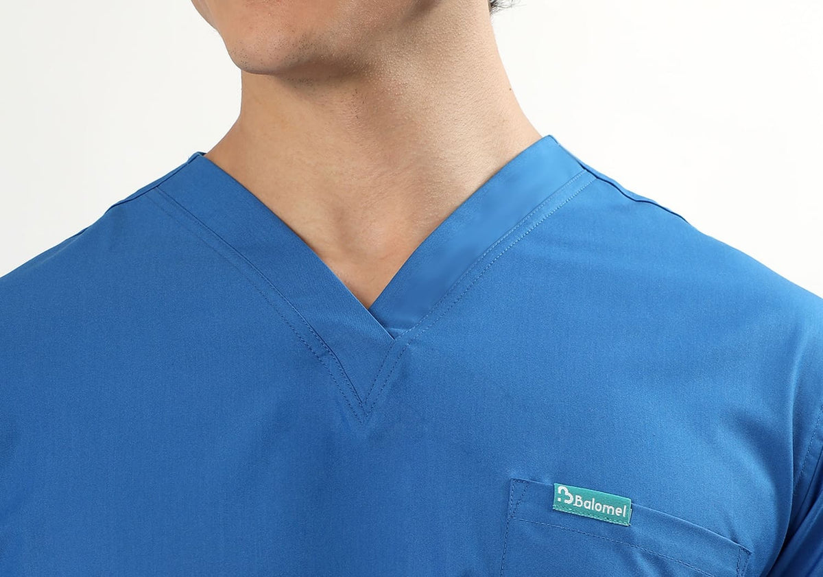Cobalt Blue Men’s V-Neck Scrub Suit | Ultra Soft, 10 Pockets