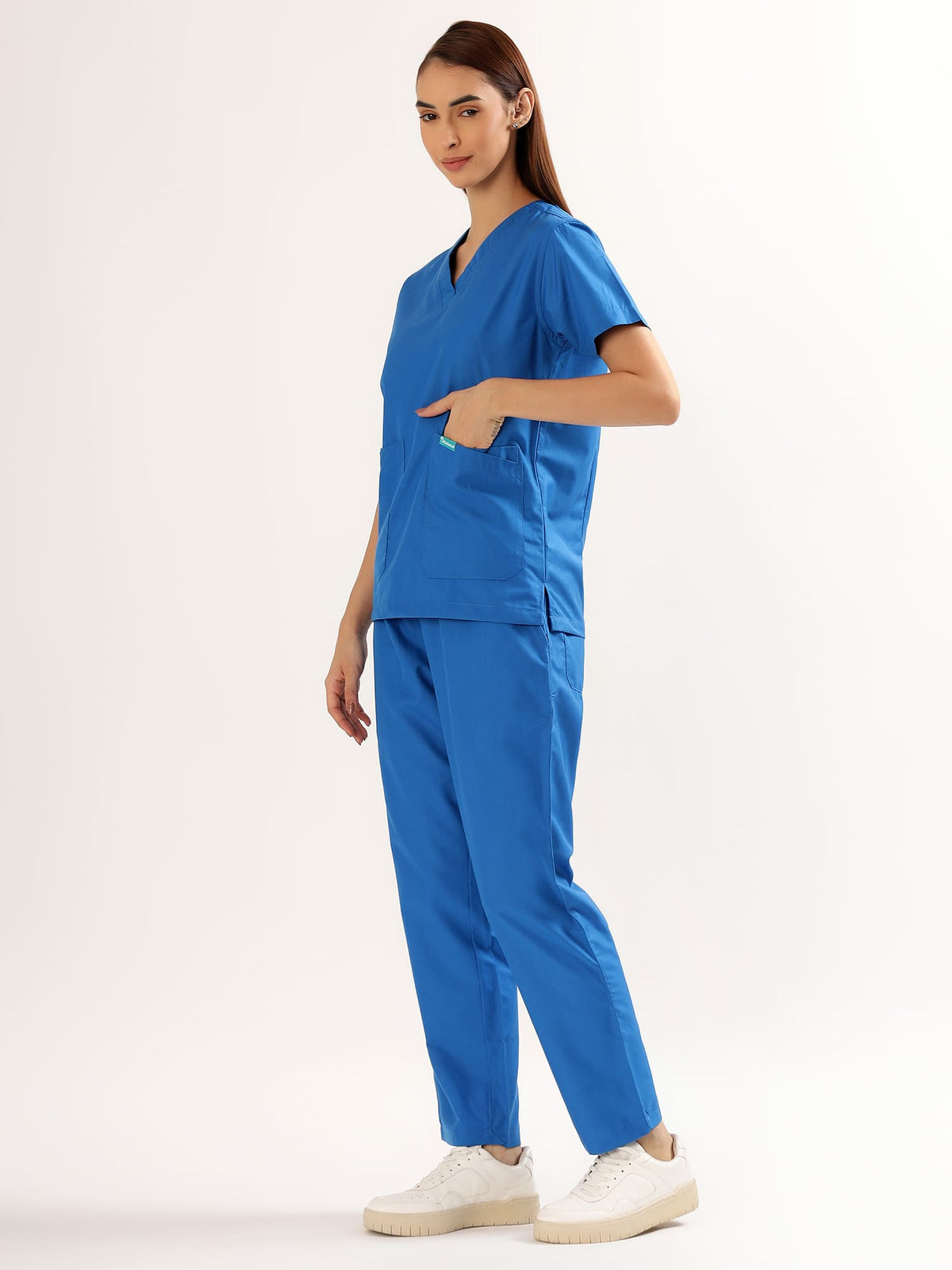 Cobalt Blue Women’s V-Neck Scrub Suit | Ultra Soft, 9 Pockets