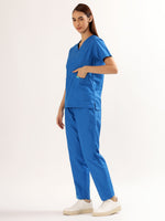 Cobalt Blue Women’s V-Neck Scrub Suit | Ultra Soft, 9 Pockets