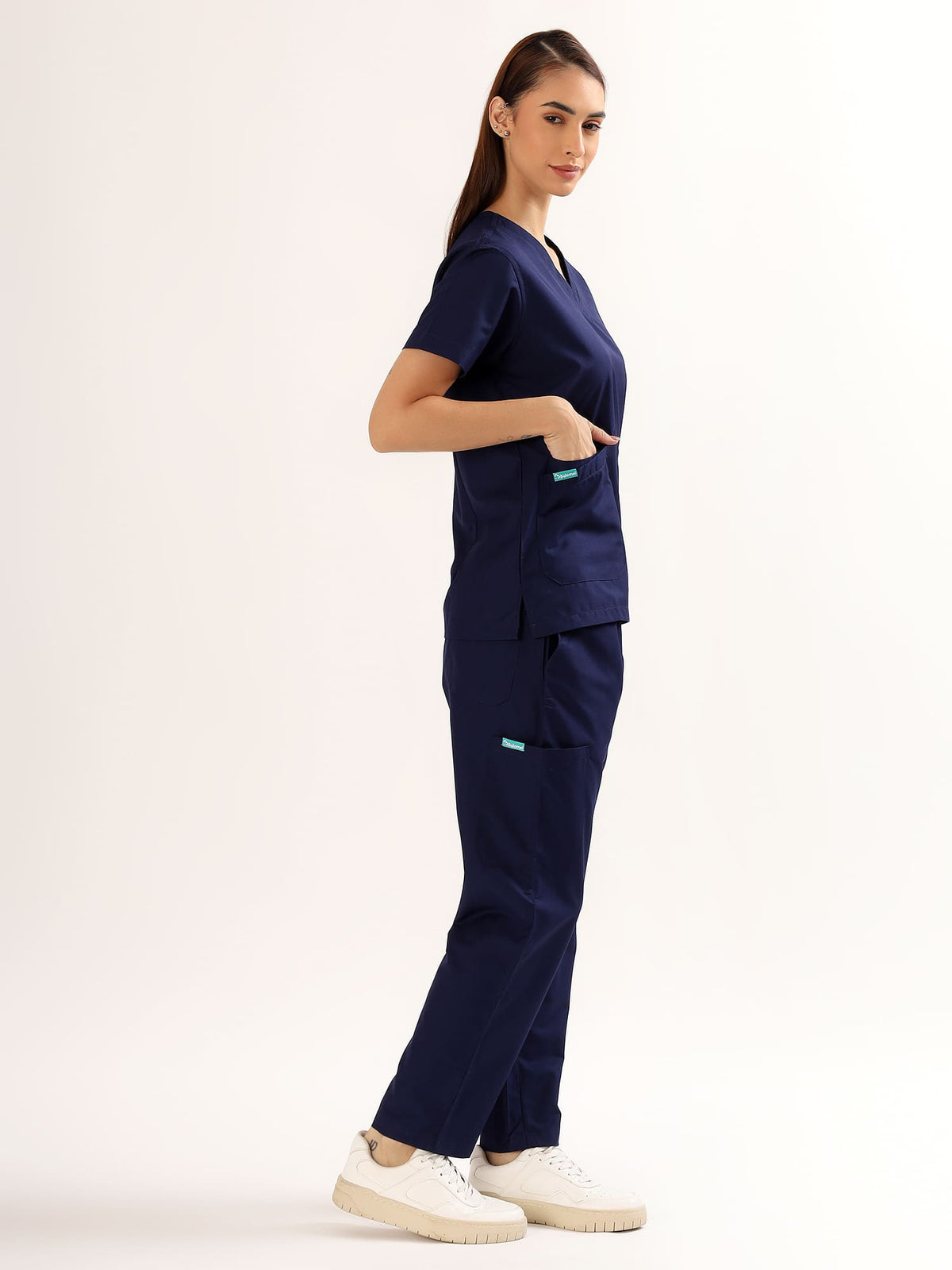 Buy Balomel Midnight Navy Women’s Scrub Suit – Comfortable Medical Uniform for Doctors and Nurses