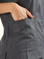 Charcoal Grey Women’s V-Neck Scrub Suit | Ultra Soft, 9 Pockets