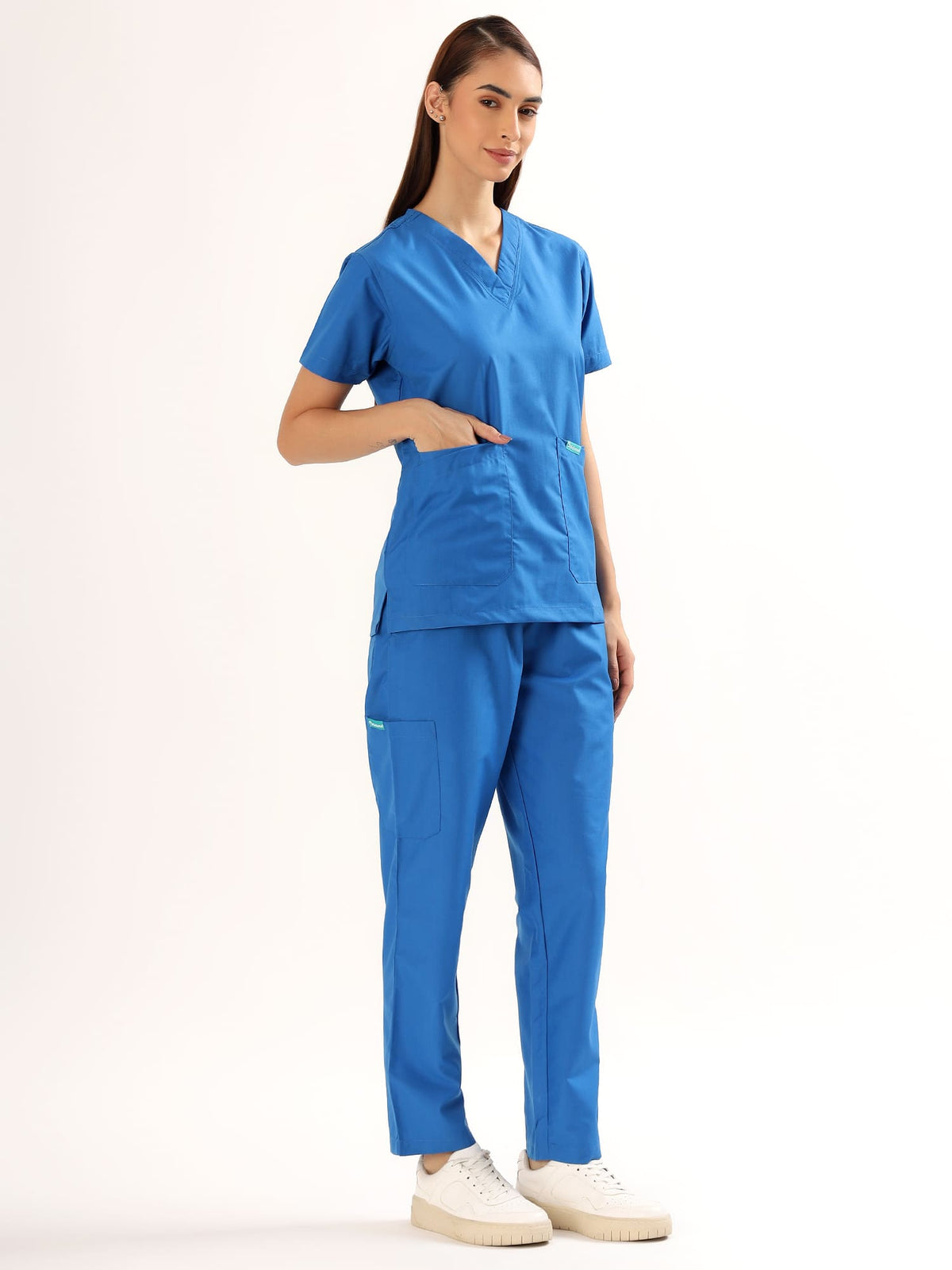 Cobalt Blue Women’s V-Neck Scrub Suit | Ultra Soft, 9 Pockets