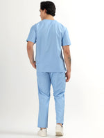 Sky Breeze Blue Men’s V-Neck Scrub Suit | Ultra Soft, 10 Pockets