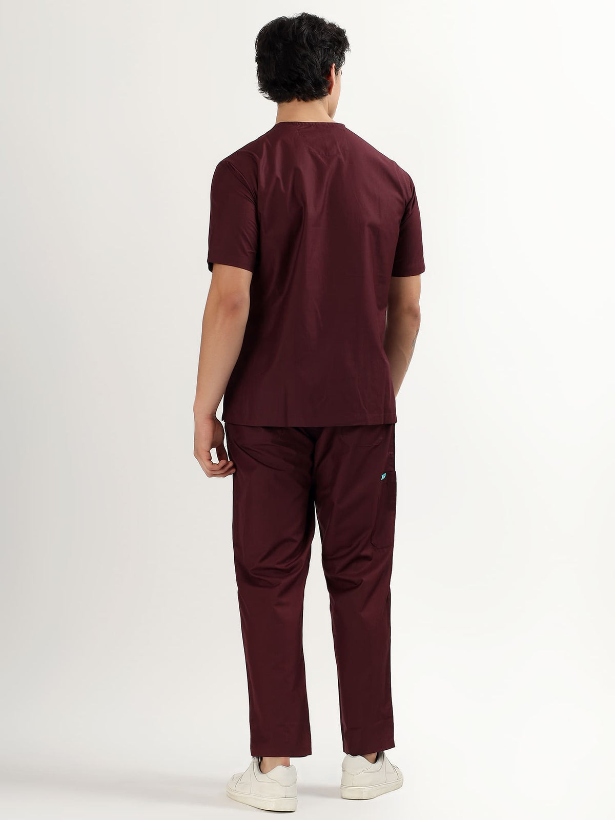 Wine Maroon Men’s V-Neck Scrub Suit | Ultra Soft, 10 Pockets