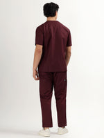 Wine Maroon Men’s V-Neck Scrub Suit | Ultra Soft, 10 Pockets