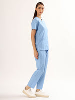 Sky Breeze Blue Women’s V-Neck Scrub Suit | Ultra Soft, 9 Pockets