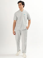 Cloud Grey Men’s V-Neck Scrub Suit | Ultra Soft, 10 Pockets