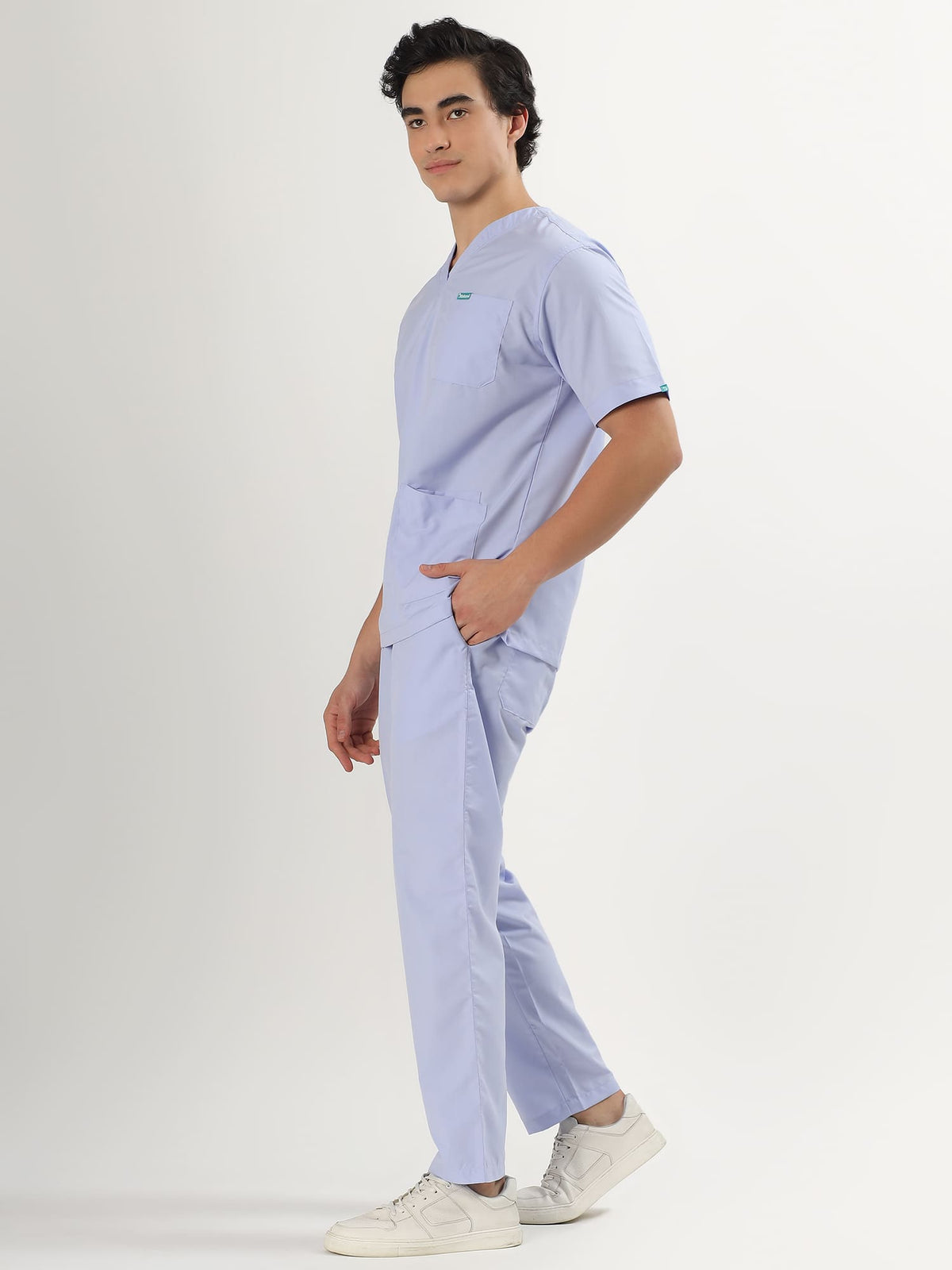 Lavender Mist Men’s V-Neck Scrub Suit | Ultra Soft, 10 Pockets