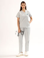 Cloud Grey Women’s V-Neck Scrub Suit | Ultra Soft, 9 Pockets