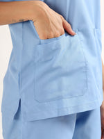 Sky Breeze Blue Women’s V-Neck Scrub Suit | Ultra Soft, 9 Pockets