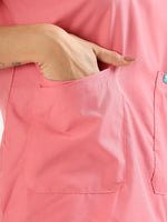 Coral Pink Women’s V-Neck Scrub Suit | Ultra Soft, 9 Pockets
