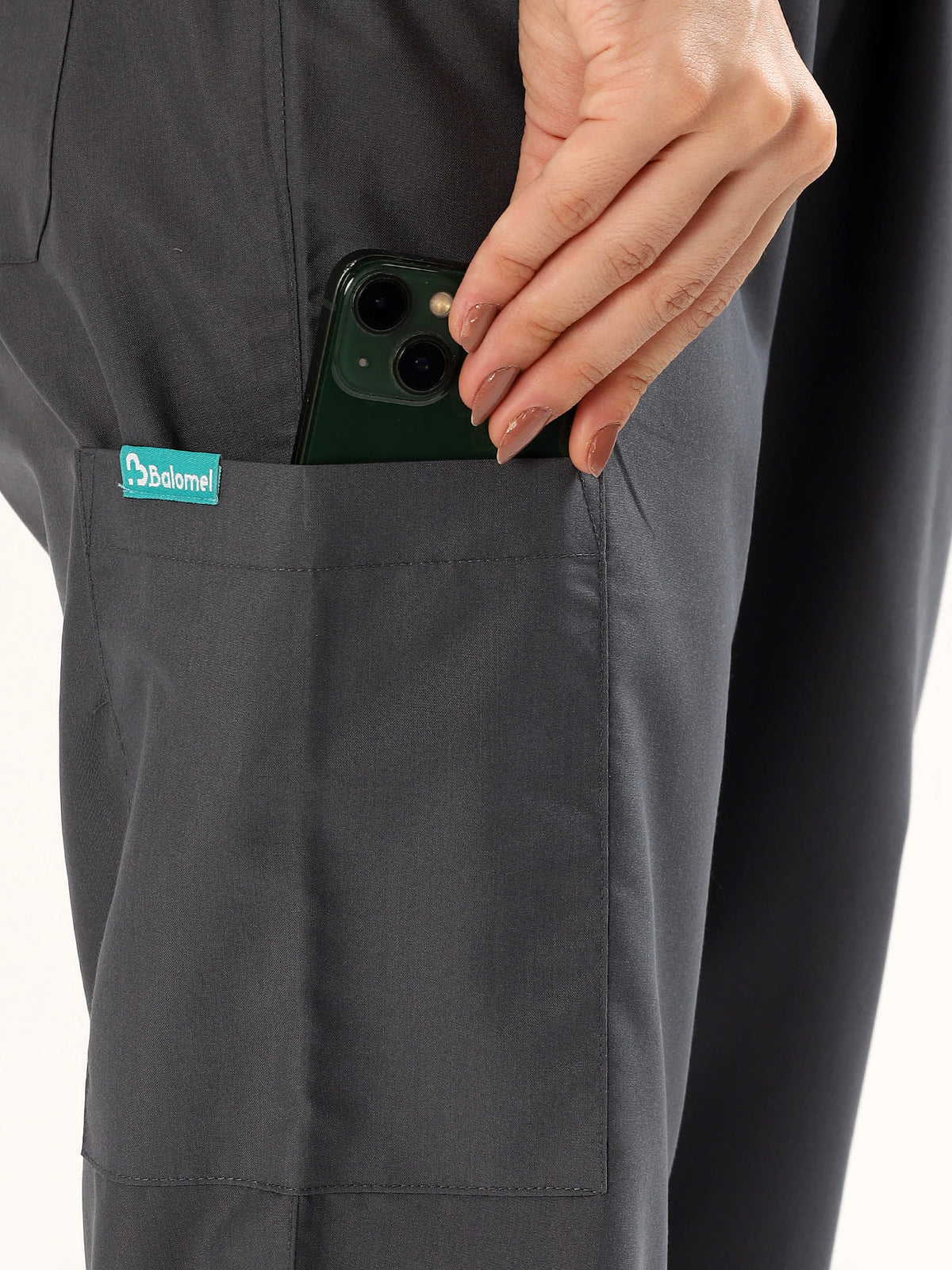 Charcoal Grey Women’s V-Neck Scrub Suit | Ultra Soft, 9 Pockets