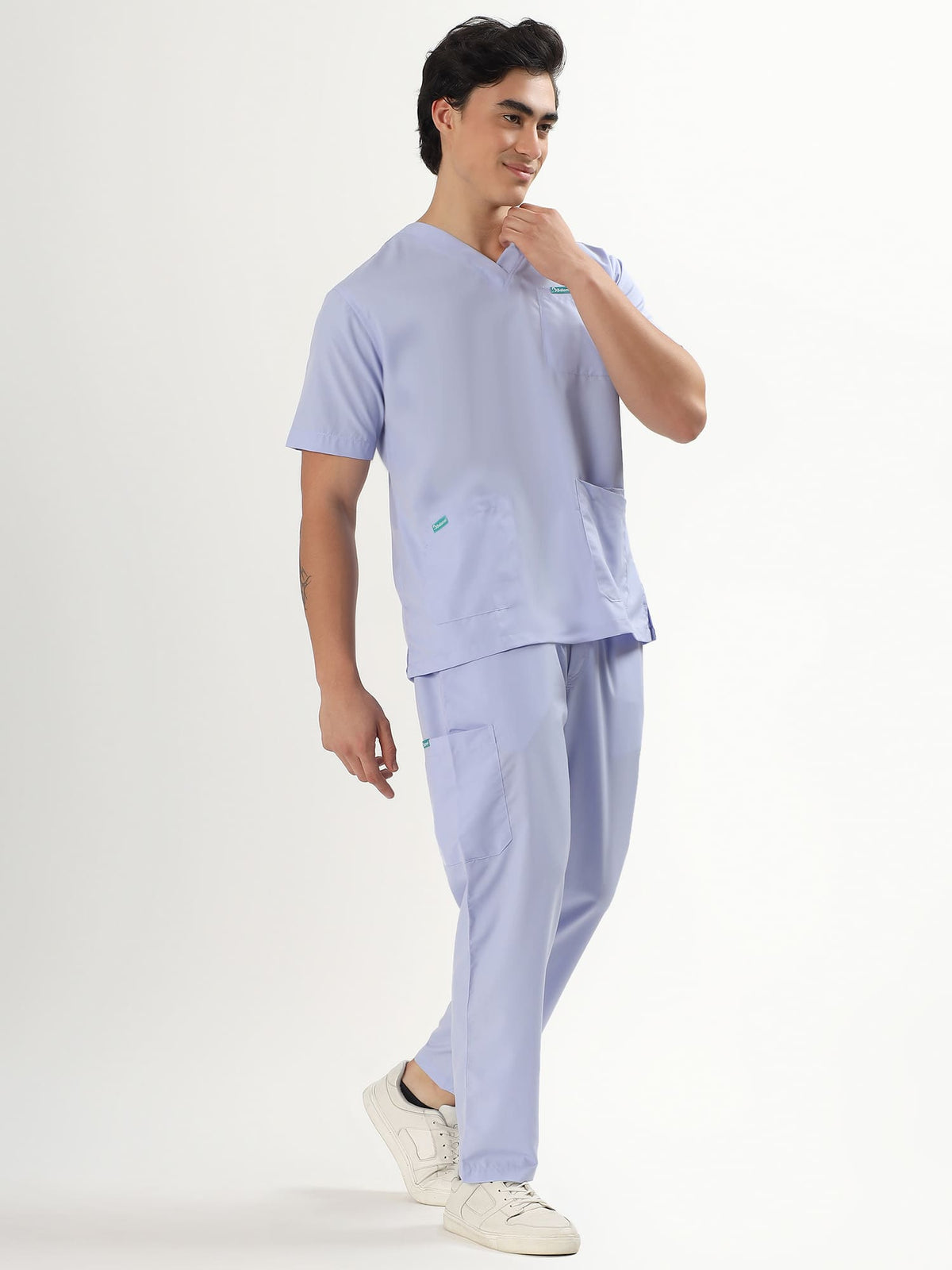 Lavender Mist Men’s V-Neck Scrub Suit | Ultra Soft, 10 Pockets