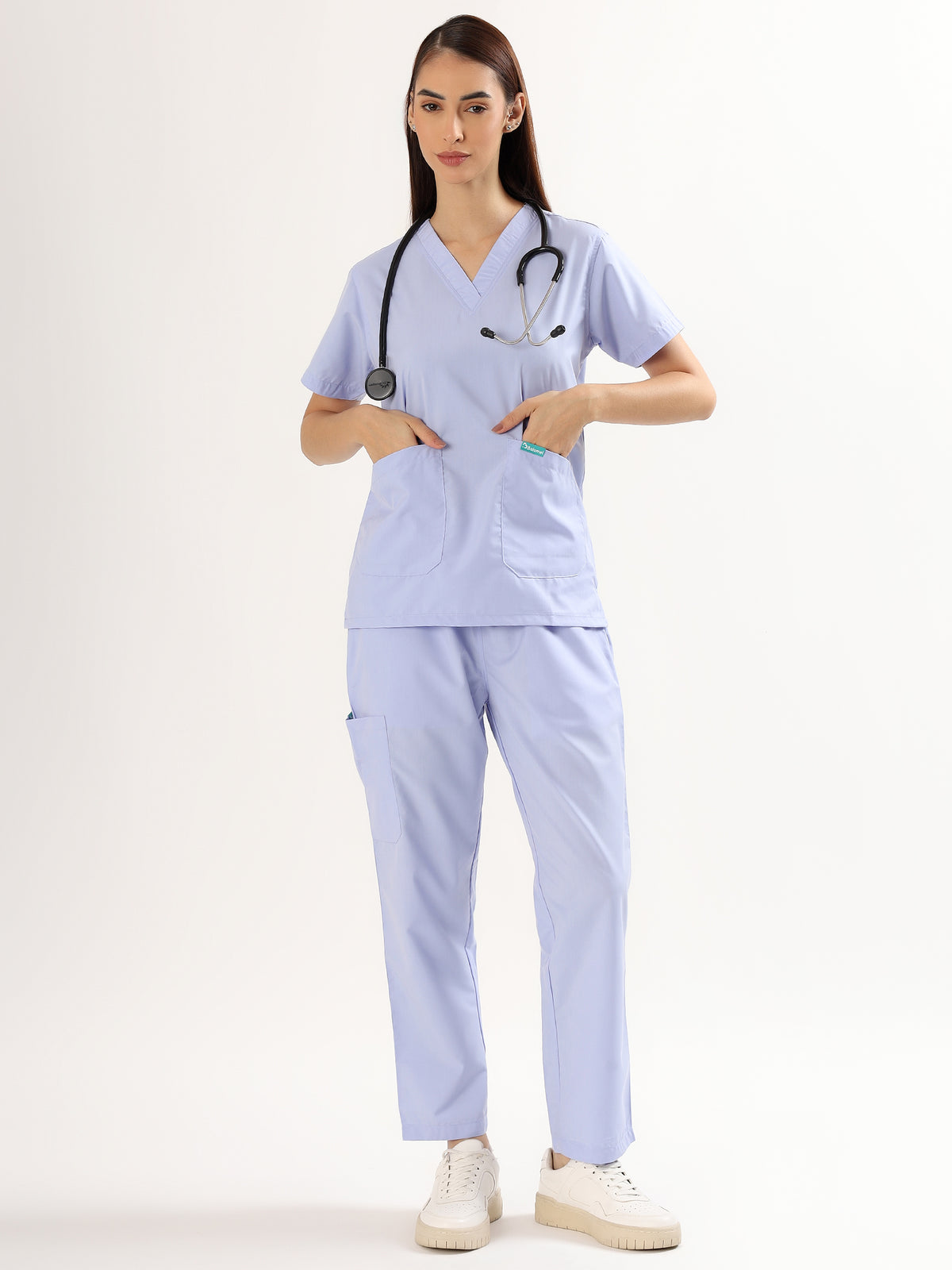 Lavender Mist Women’s V-Neck Scrub Suit | Ultra Soft, 9 Pockets