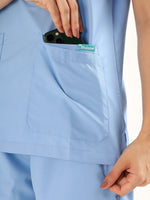 Sky Breeze Blue Women’s V-Neck Scrub Suit | Ultra Soft, 9 Pockets