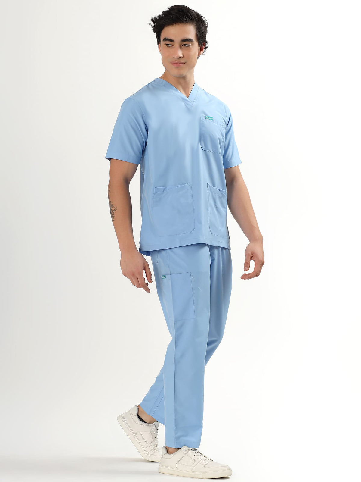 Sky Breeze Blue Men’s V-Neck Scrub Suit | Ultra Soft, 10 Pockets