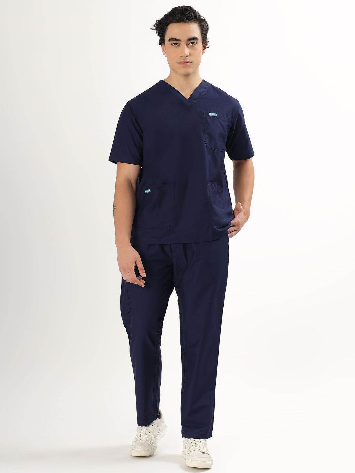 Midnight Navy Men’s V-Neck Scrub Suit | Ultra Soft, 10 Pockets