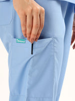 Sky Breeze Blue Women’s V-Neck Scrub Suit | Ultra Soft, 9 Pockets