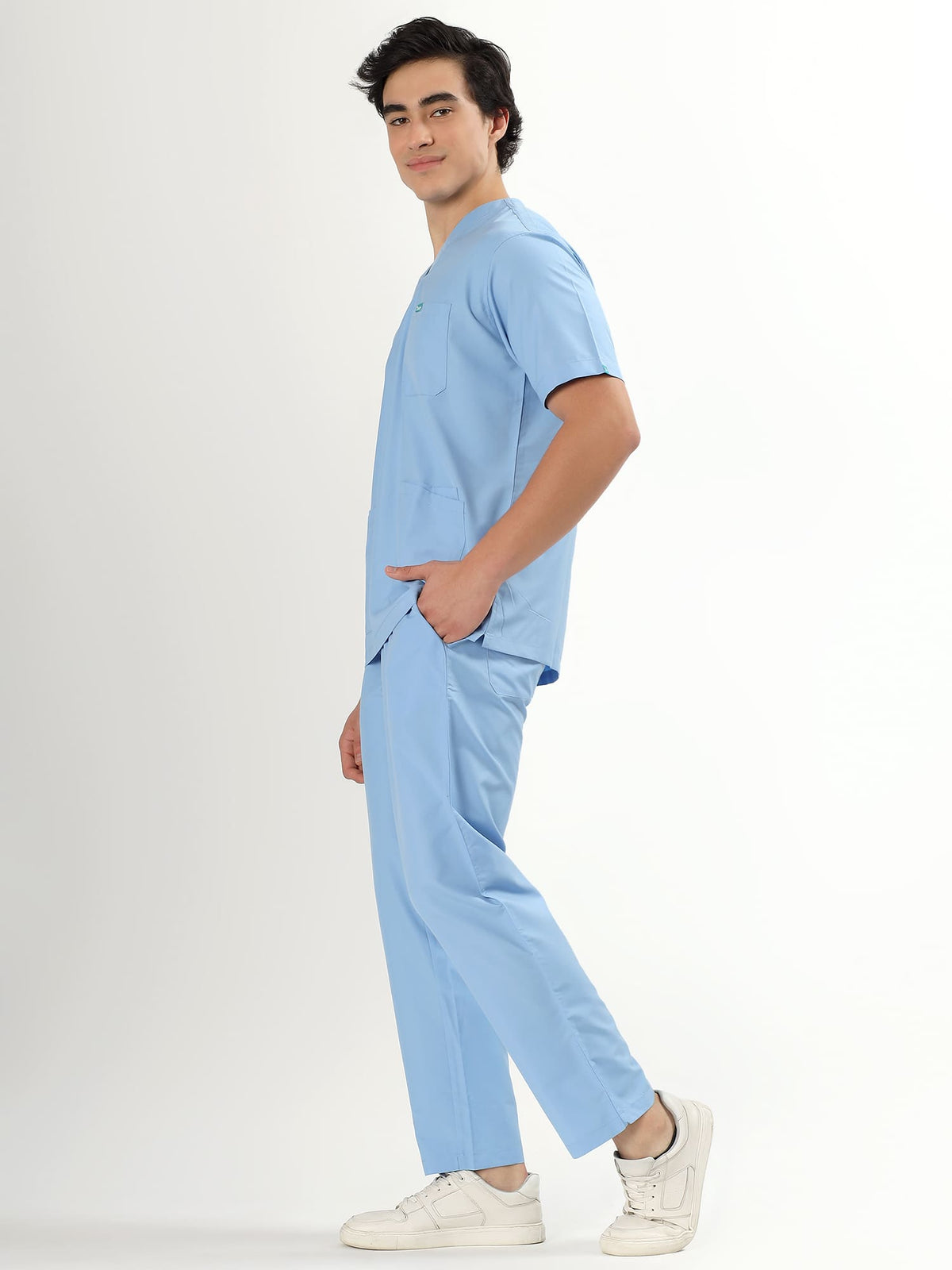 Sky Breeze Blue Men’s V-Neck Scrub Suit | Ultra Soft, 10 Pockets