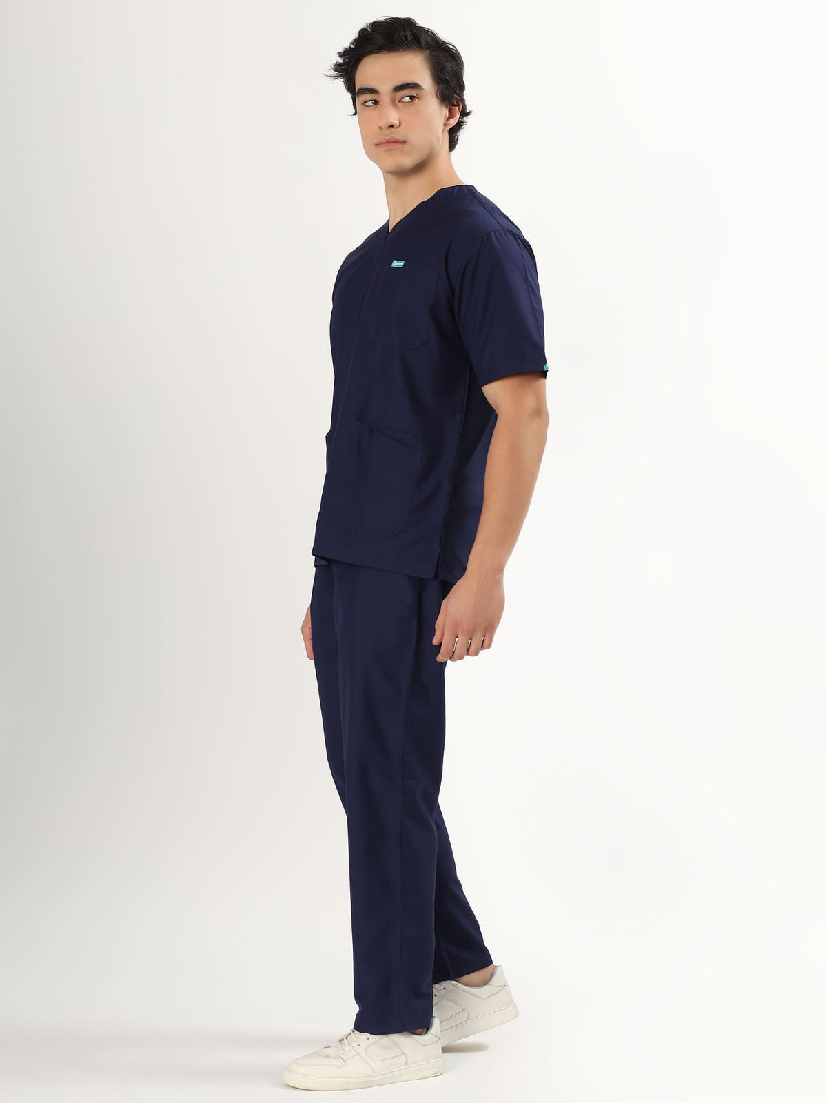 Midnight Navy Men’s V-Neck Scrub Suit | Ultra Soft, 10 Pockets
