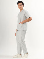 Cloud Grey Men’s V-Neck Scrub Suit | Ultra Soft, 10 Pockets