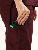 Wine Maroon Women’s V-Neck Scrub Suit | Ultra Soft, 9 Pockets